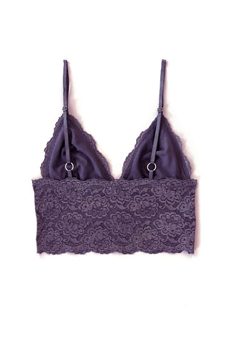 Echo Longline Lace Bralette in Deadstock Organic Dyed Purple Lace