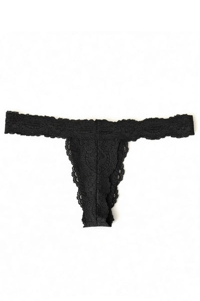 Echo High Low Rise Lace Thong in Deadstock Black Lace