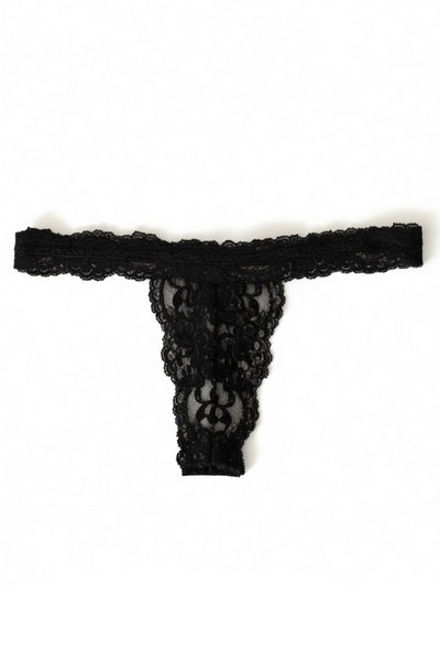 Echo High Low Rise Lace Thong in Deadstock Black Lace
