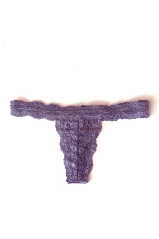 Echo High Low Rise Lace Thong in Purple Organic Dyed Deadstock Lace