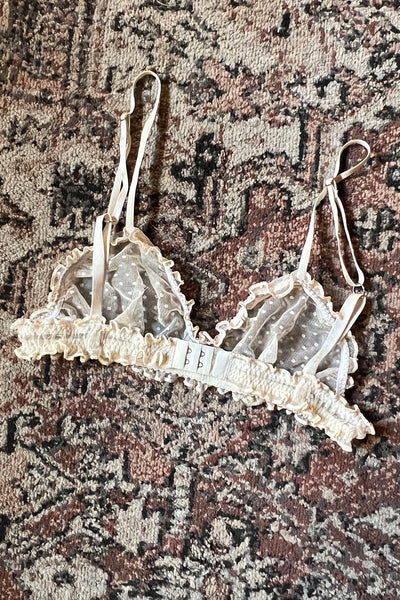 Oleander Bralette in Ivory Sheer Swiss Dot Mesh