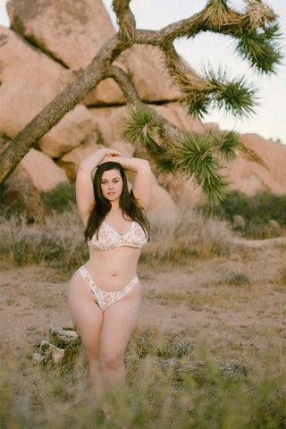 Oleander Bralette in Vintage 1970's Orange Floral Cotton Print