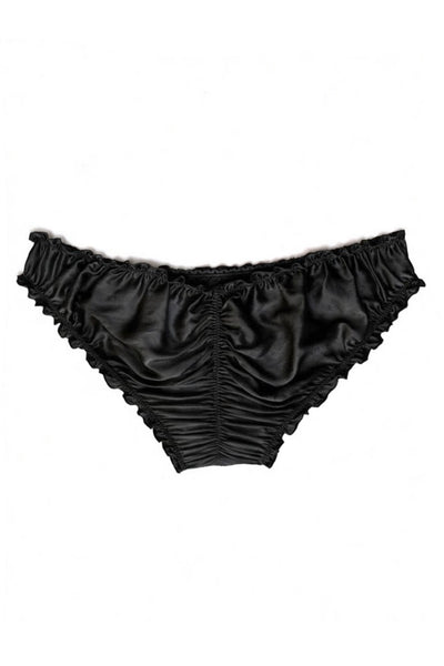 READY TO SHIP Oleander Bloomer Panty in Organic Dyed Black Silk Charmeuse L