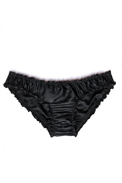 READY TO SHIP Oleander Bloomer Panty in Organic Dyed Black Silk Charmeuse L