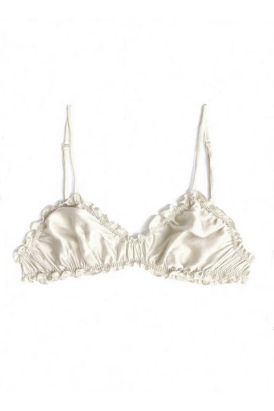 Oleander Bralette in Organic Dyed Ivory Silk Charmeuse
