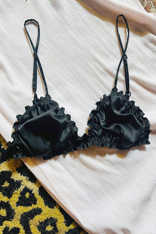 Oleander Bralette in Organic Dyed Black Silk Charmeuse