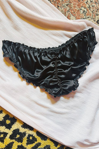 Oleander Bloomer Panty in Organic Dyed Black Silk Charmeuse