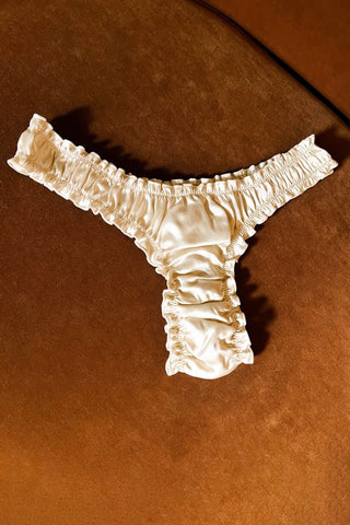 Oleander Thong in Organic Dyed Ivory Silk Charmeuse