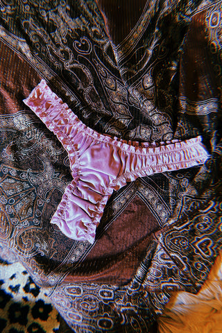 Oleander Thong in Organic Dyed Lilac Purple Silk Charmeuse