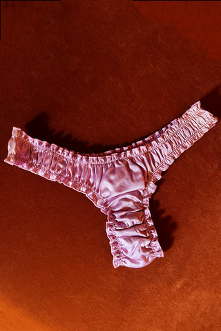 Oleander Thong in Organic Dyed Rose Pink Silk Charmeuse
