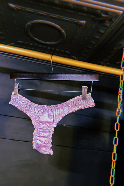 Oleander Thong in Organic Dyed Lilac Purple Silk Charmeuse