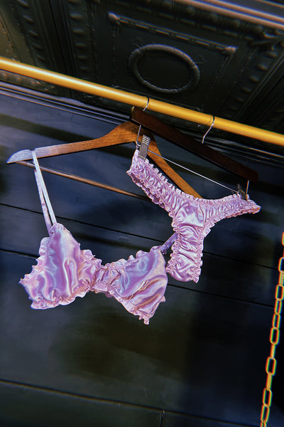 Oleander Bralette in Organic Dyed Lilac Purple Silk Charmeuse