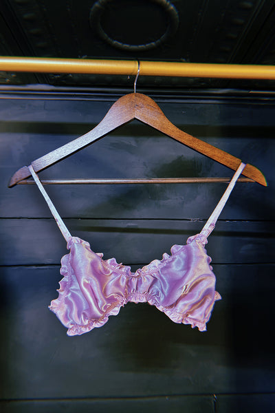 Oleander Bralette in Organic Dyed Lilac Purple Silk Charmeuse