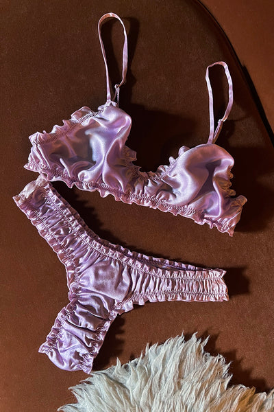 Oleander Thong in Organic Dyed Lilac Purple Silk Charmeuse