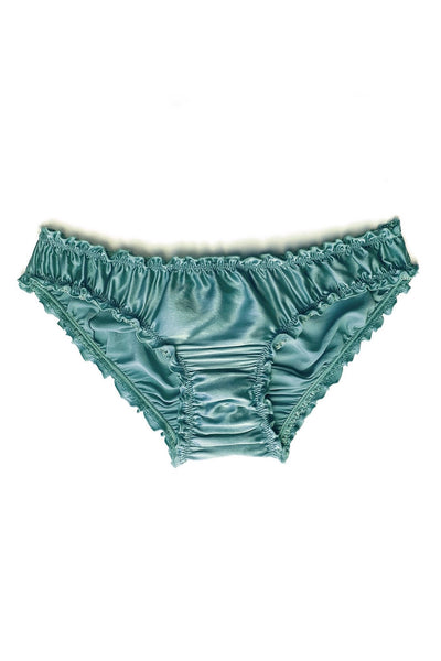 Oleander Bloomer Panty in Organic Dyed Seafoam Teal Silk Charmeuse