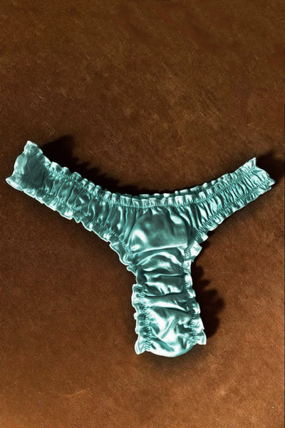 Oleander Thong in Organic Dyed Seafoam Teal Silk Charmeuse