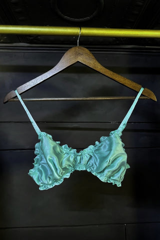 Oleander Bralette in Organic Dyed Seafoam Teal Silk Charmeuse