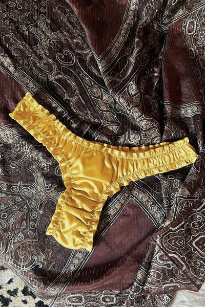 Oleander Thong in Organic Dyed Marigold Yellow Silk Charmeuse