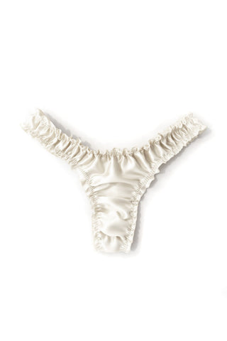 Oleander Thong in Ivory Silk Charmeuse