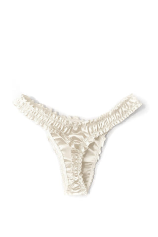 Oleander Thong in Ivory Silk Charmeuse