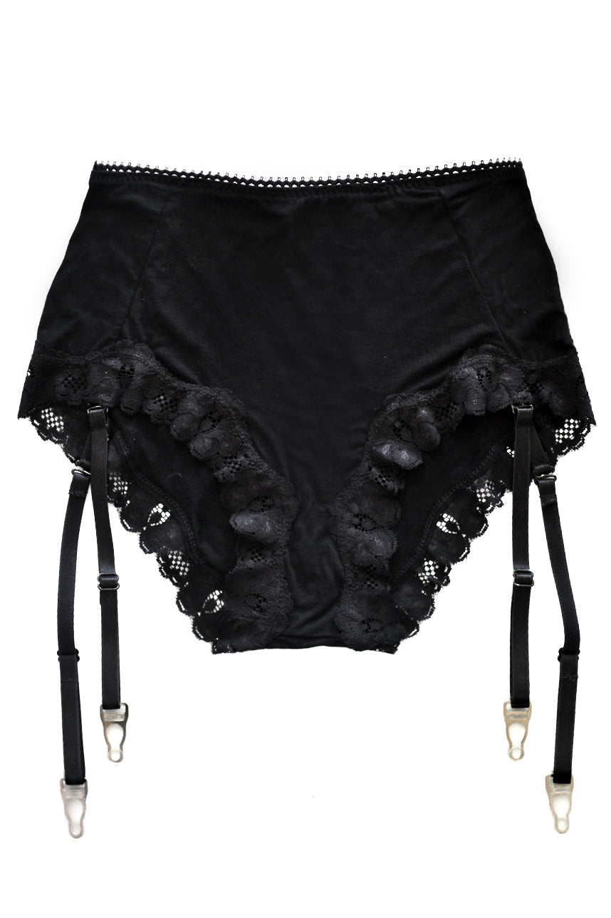 Orion High Waist Garter Short in Black Tencel Modal Jersey | Clare Bare Orion High Waist Garter Short in Black Tencel Modal Jersey | Clare Bare
