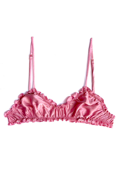 Oleander Bralette in Organic Dyed Rose Silk Charmeuse