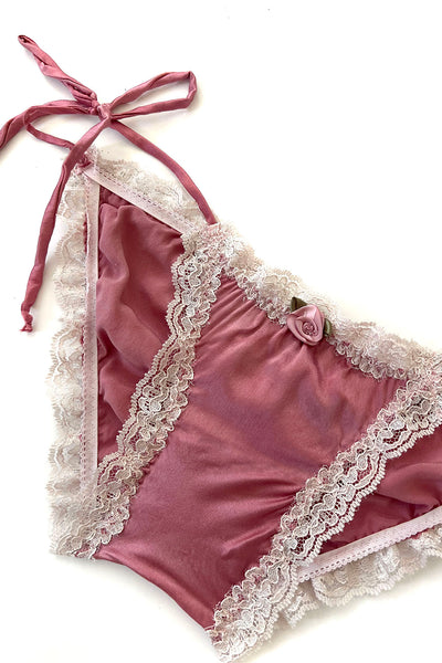 Sonnet Tie Panty in Organic Dyed Rose Silk Charmeuse