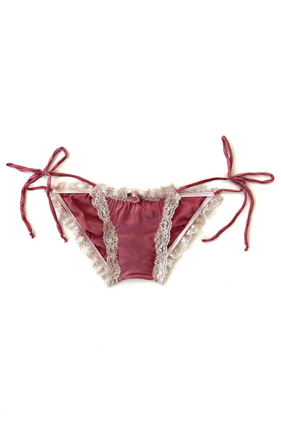 Sonnet Tie Panty in Organic Dyed Rose Silk Charmeuse