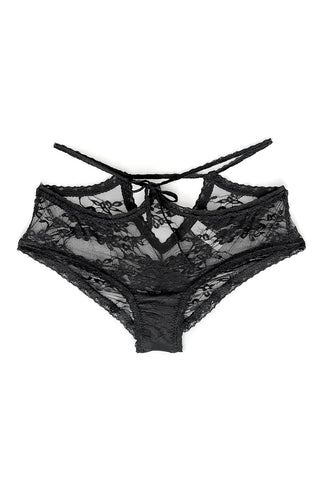 Rosehip Tie Panty in Black Surplus Lace