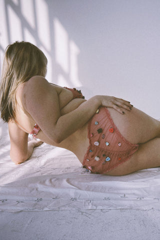 LAST ONE Rosette Panty in Swiss Dot Mesh