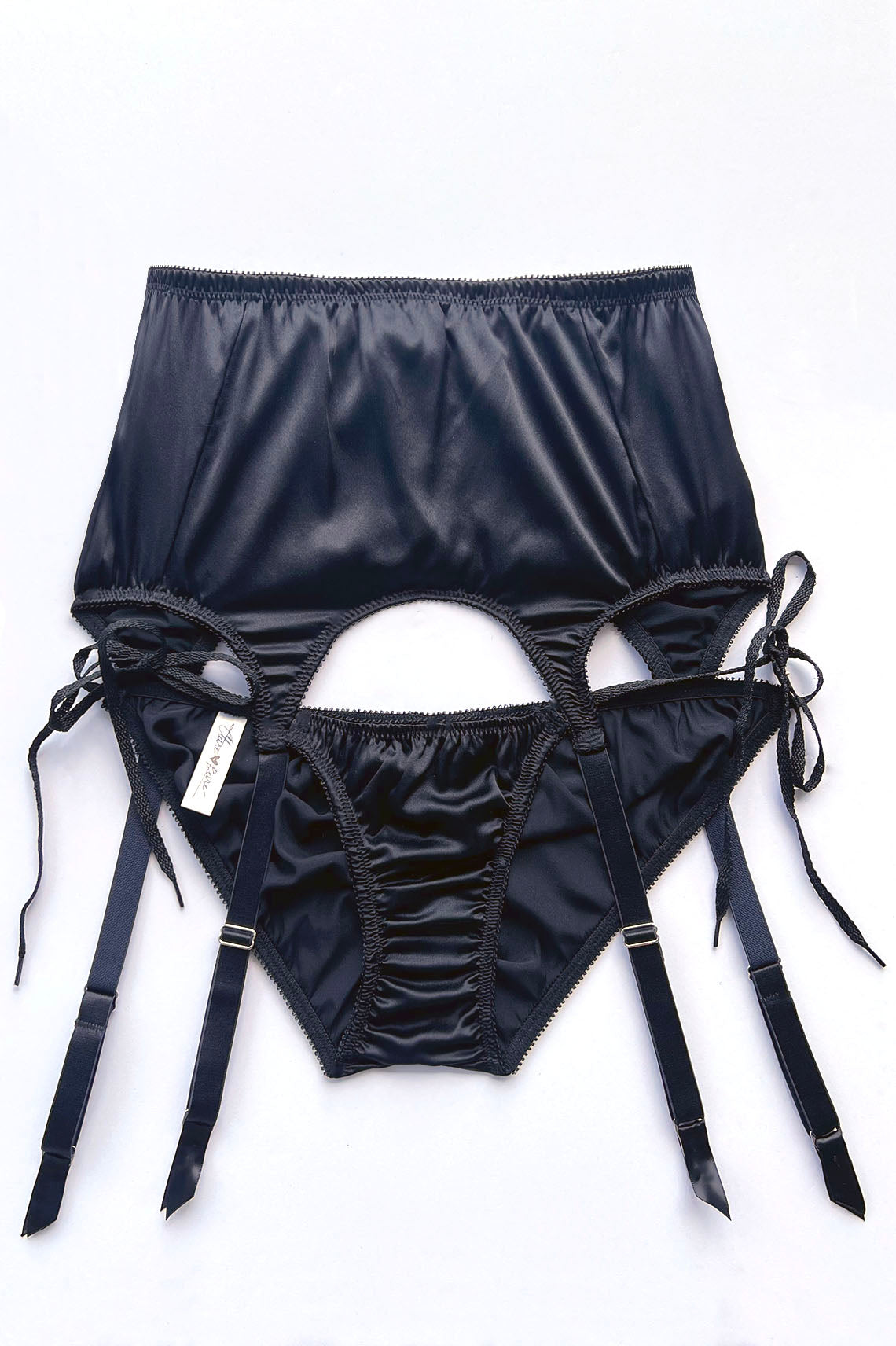 Cardamine Lace Up Garter Belt in Silk Charmeuse | Clare Bare Cardamine Lace Up Garter Belt in Silk Charmeuse | Clare Bare