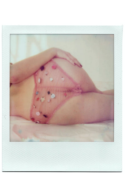 LAST ONE Rosette Panty in Swiss Dot Mesh