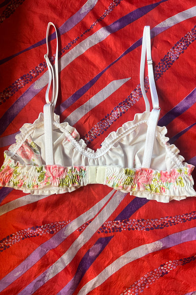READY TO SHIP Oleander Bralette in Vintage Rose Print Cotton Size S