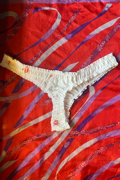 Ready to Ship Oleander Thong in Vintage Rose Print Cotton Size L