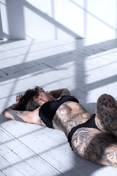 Oleander Thong in Black Tencel Modal Jersey