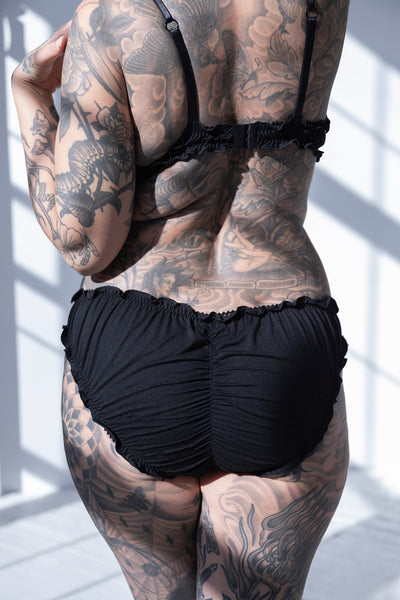 3 PIECE GIFT SET | Oleander Bralette + Bloomer + Thong in Black Tencel Modal Jersey