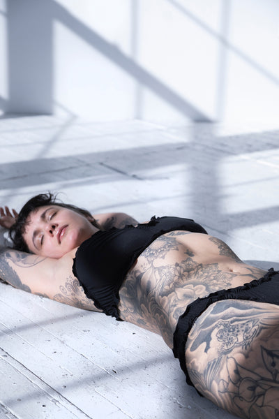 Oleander Thong in Black Tencel Modal Jersey