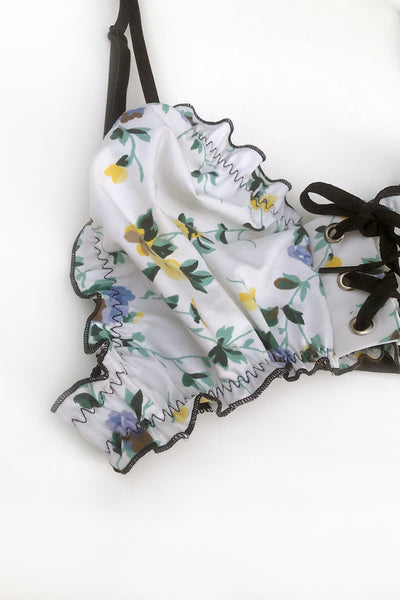 Cardamine Lace Up Bralette + Garter Short Mystery Set