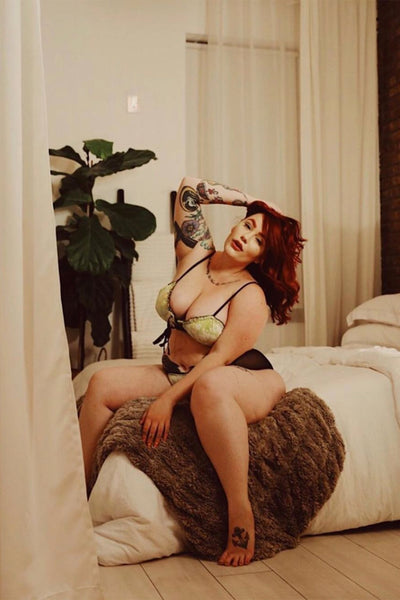 LOW STOCK Cardamine Bralette in Greener Grass Vintage Fabric