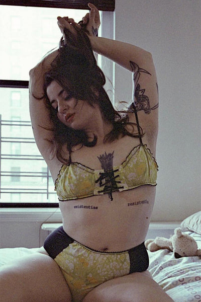 LOW STOCK Cardamine Bralette in Greener Grass Vintage Fabric