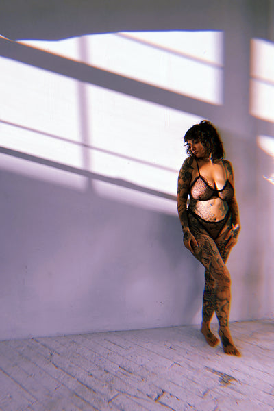 3 PIECE GIFT SET | Oleander Bralette + Bloomer + Thong in Sheer Dotted Mesh