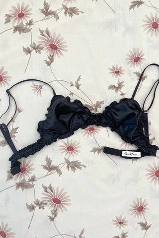 RETIRING 11/13 Florid Bralette in Black Deadstock Satin