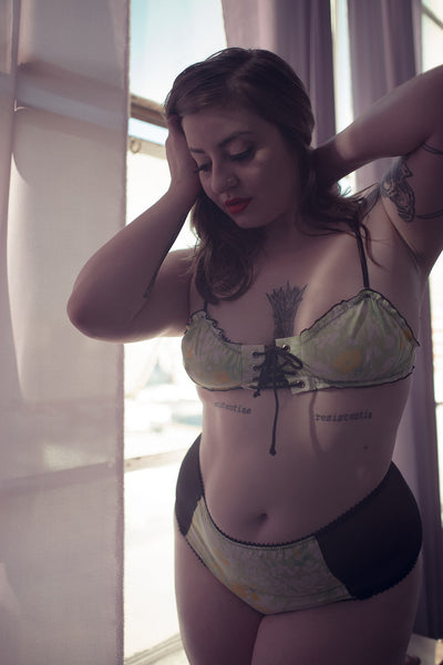 LOW STOCK Cardamine Bralette in Greener Grass Vintage Fabric