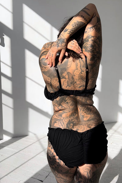 3 PIECE GIFT SET | Oleander Bralette + Bloomer + Thong in Black Tencel Modal Jersey