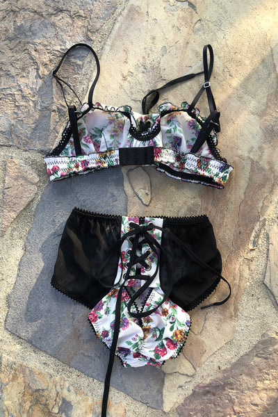 LOW STOCK Cardamine Lace Up Bralette in Original Rose