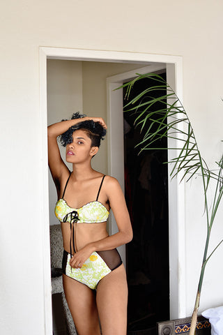 LOW STOCK Cardamine Bralette in Greener Grass Vintage Fabric